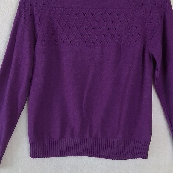 Banana Republic Cotton Blend Knit Turtleneck Sweater Size Petite Small in Purple - Picture 5 of 11